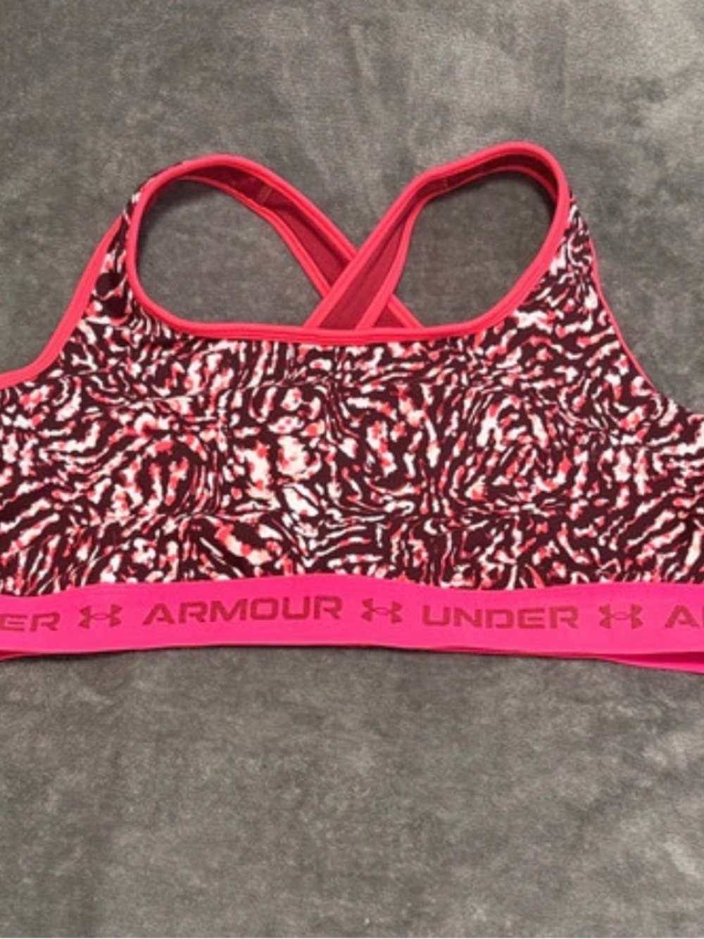 Under Armour Pink Red Patterned Crossback Sports Bra